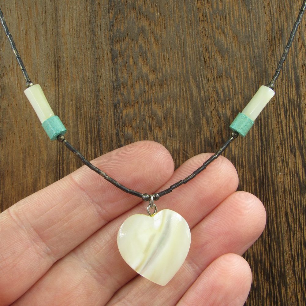 14" Sterling Silver Special Heart Shell Necklace